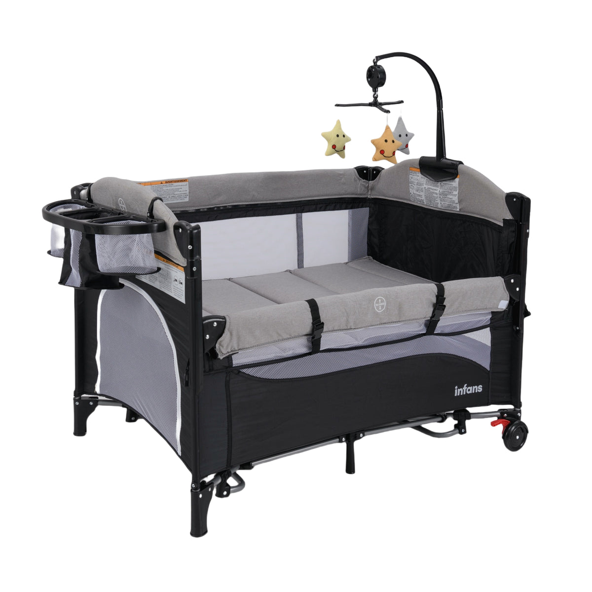 INFANS 5 in 1 Pack and Play Baby Bedside Sleeper with Bassinet Diape