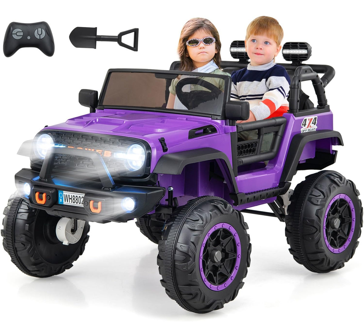 MOEYURO 24V XL Ride-On Car W/ Remote - 2 Seater, 4WD Big Truck For Kids (Pink)