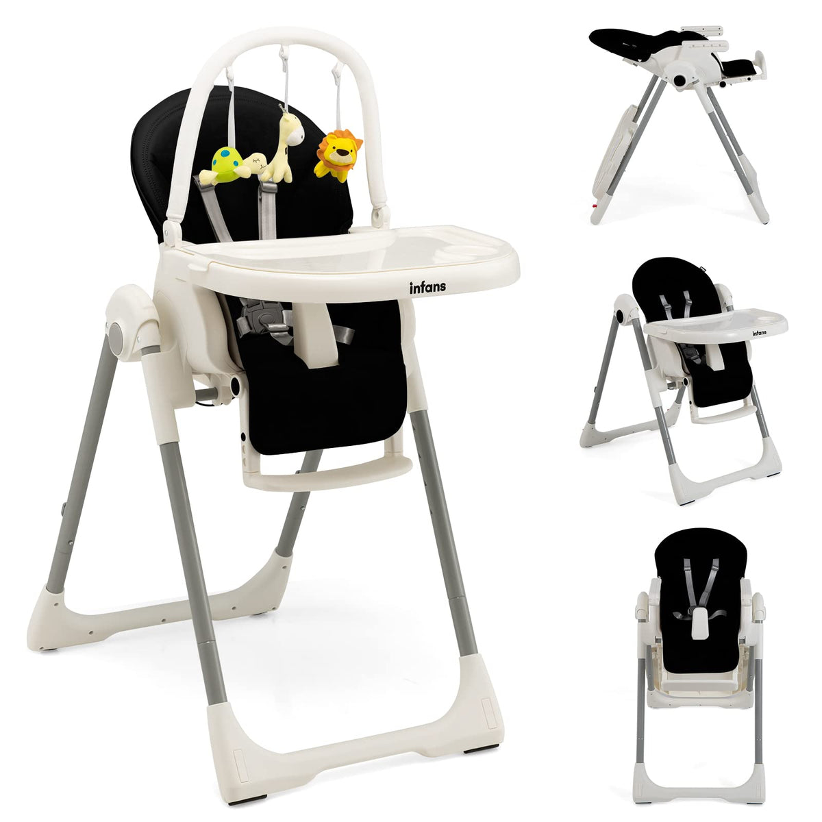 INFANS High Chair for Babies and Toddlers Foldable Highchair