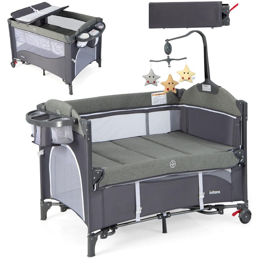 INFANS 5 in 1 Pack and Play, Baby Bedside Sleeper with Bassinet, Diaper Changer, Foldable Bedside Crib $186.00
