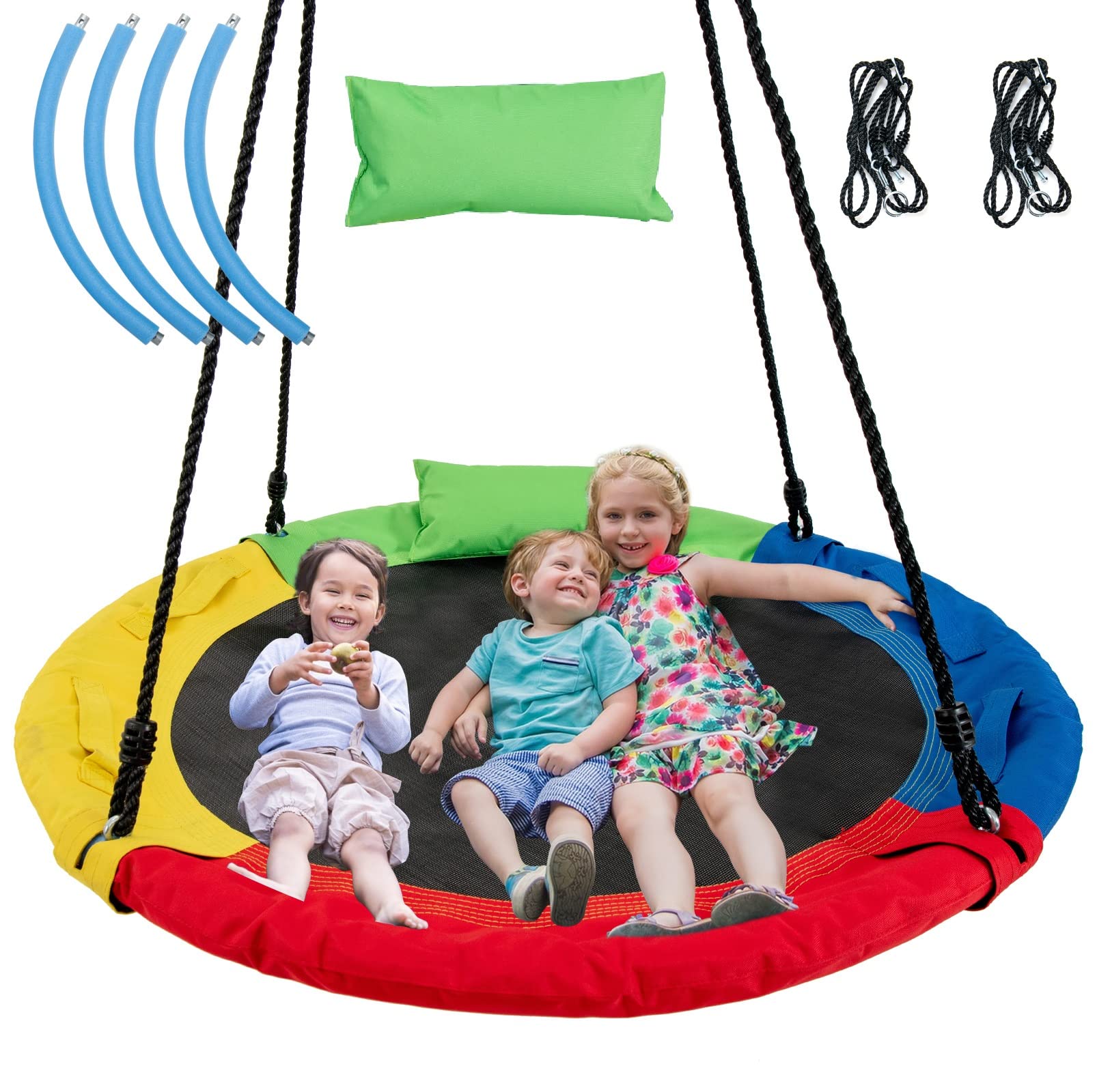 INFANS 660lbs 40 inch Saucer Tree Swing, Round Flying Swing Seat for Kids, Outdoor Round Platform Swing, Colorful