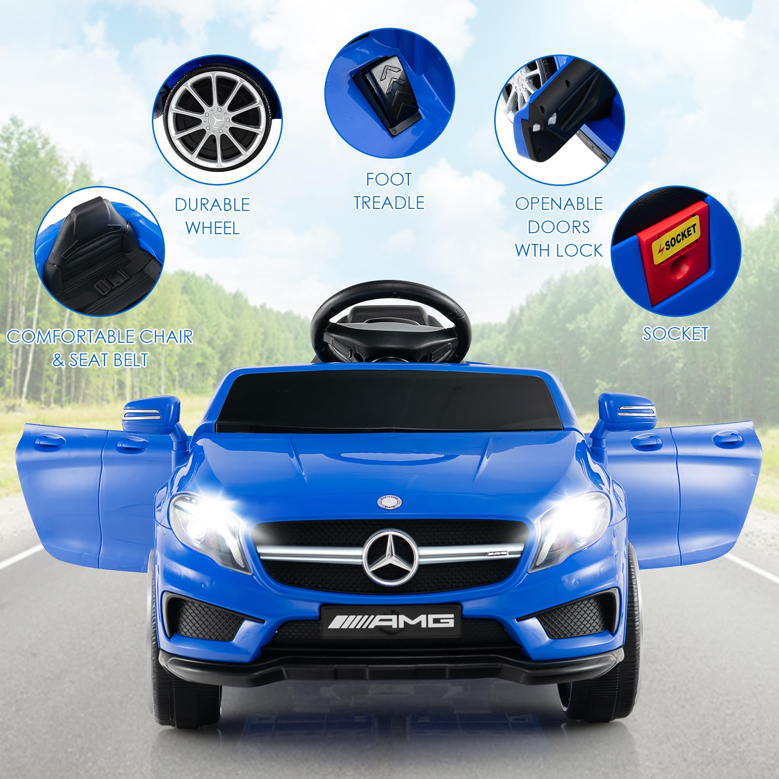 INFANS 12V Electric Kids Ride on Car Licensed Mercedes Benz GLA45 Toy