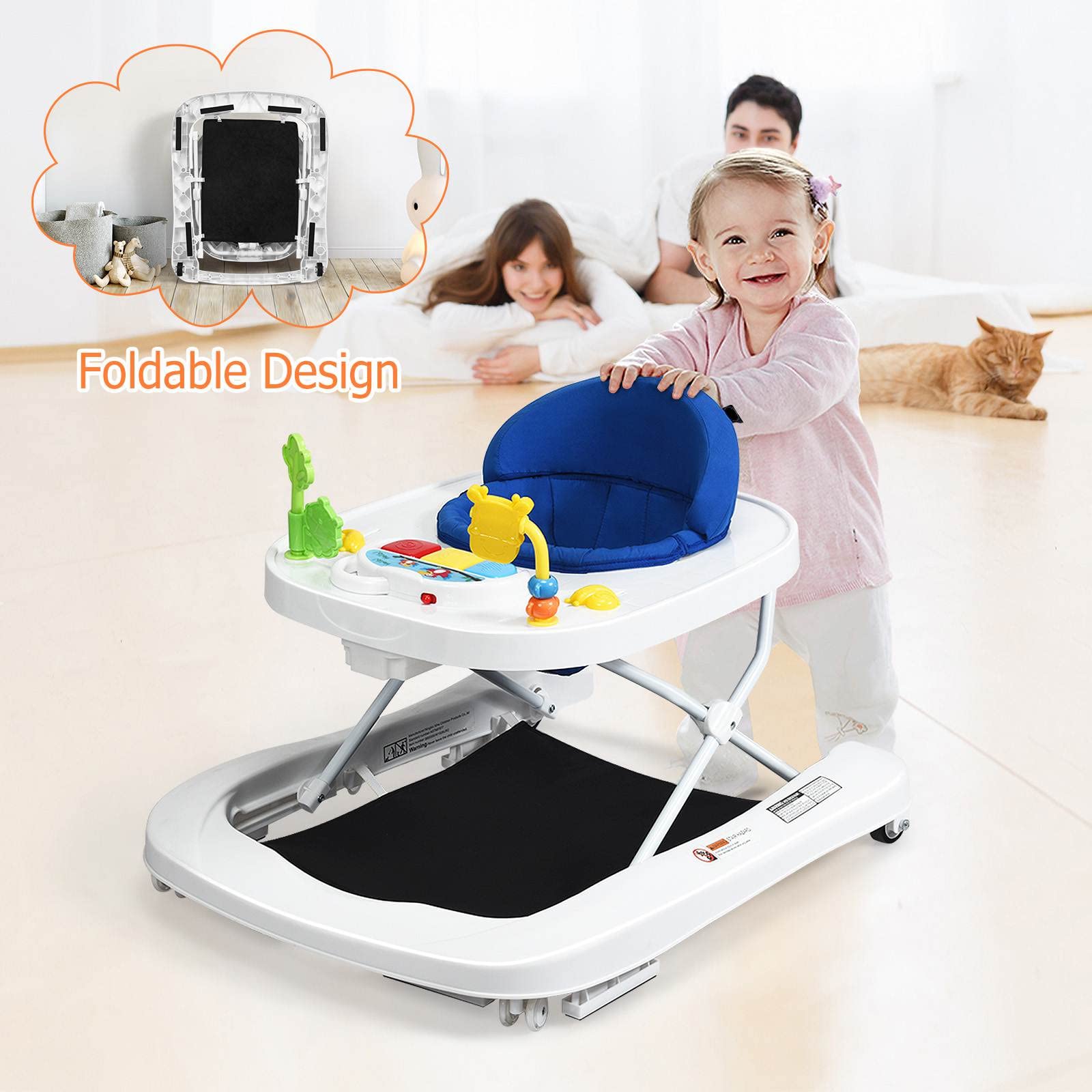Babyjoy 4-in-1 Baby Walker Foldable Activity Push Walker Adjustable Height  Red 