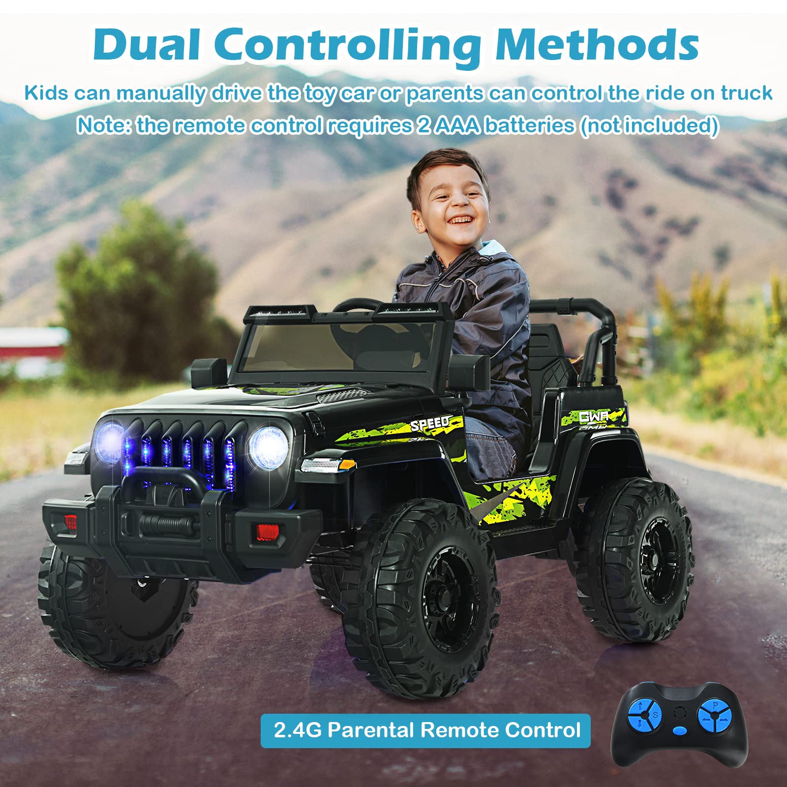 INFANS Kids Ride on Car Truck with 2.4G Remote Control 12V Battery Po