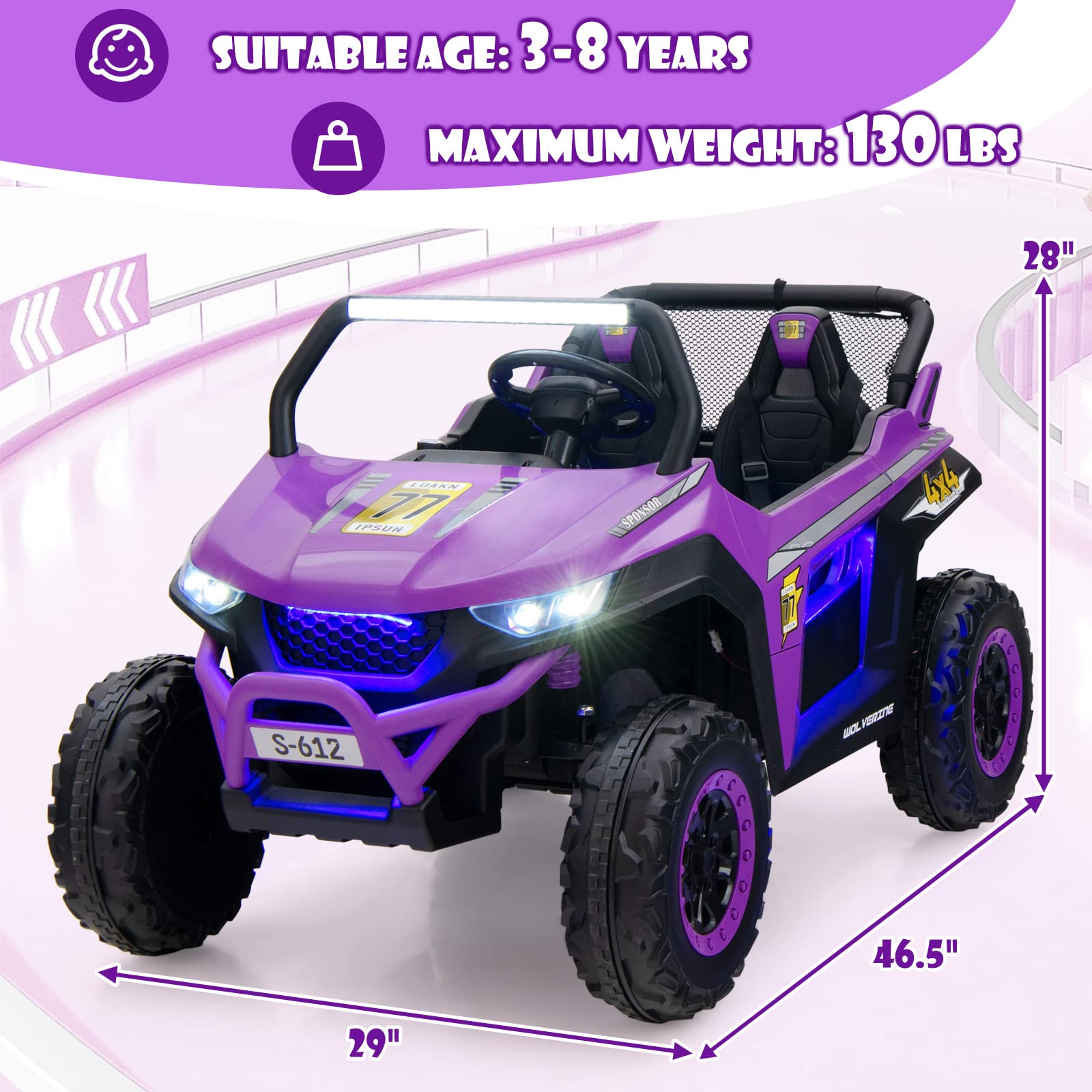 Kids store 12-volt Purple 2Seater car