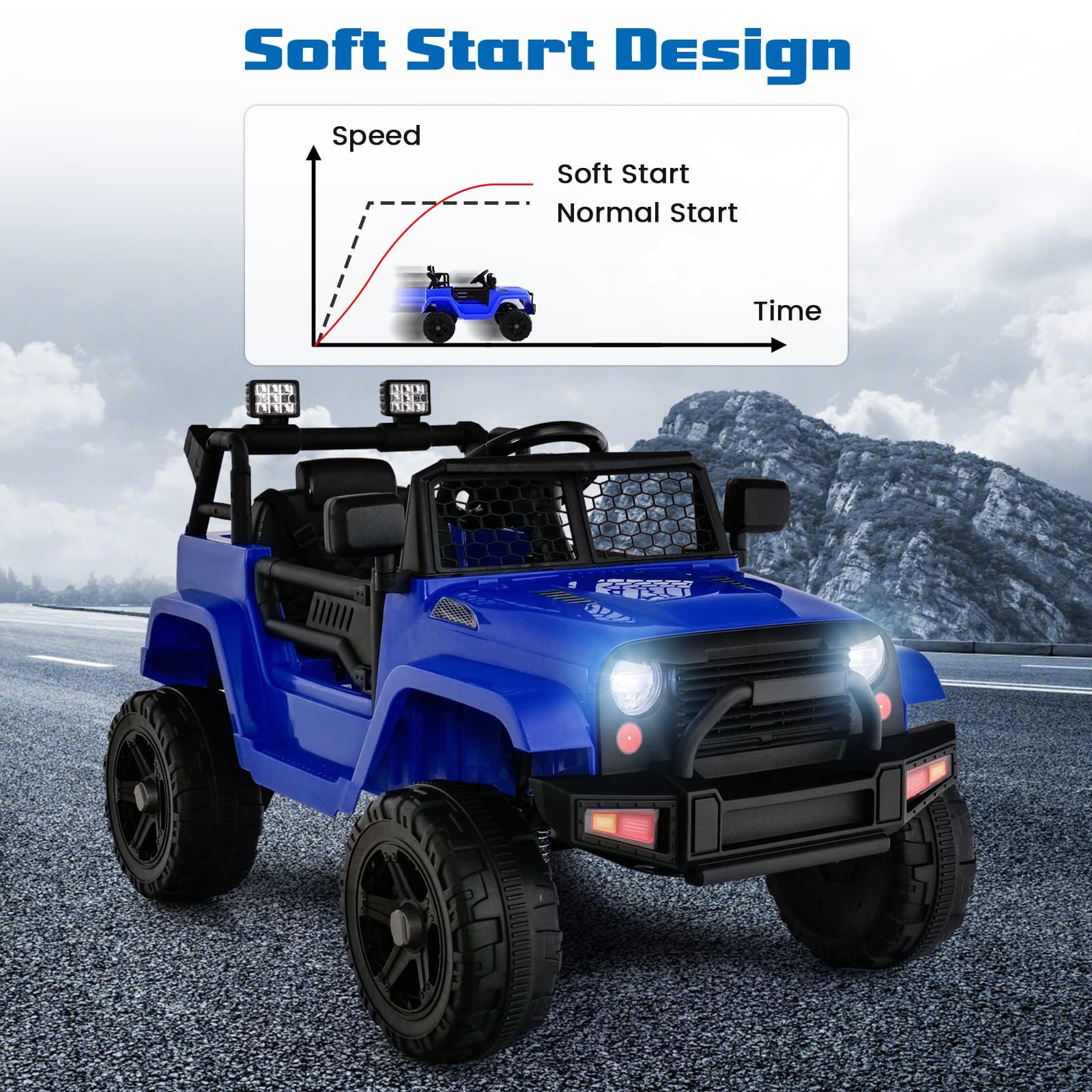 Kids blue jeep deals