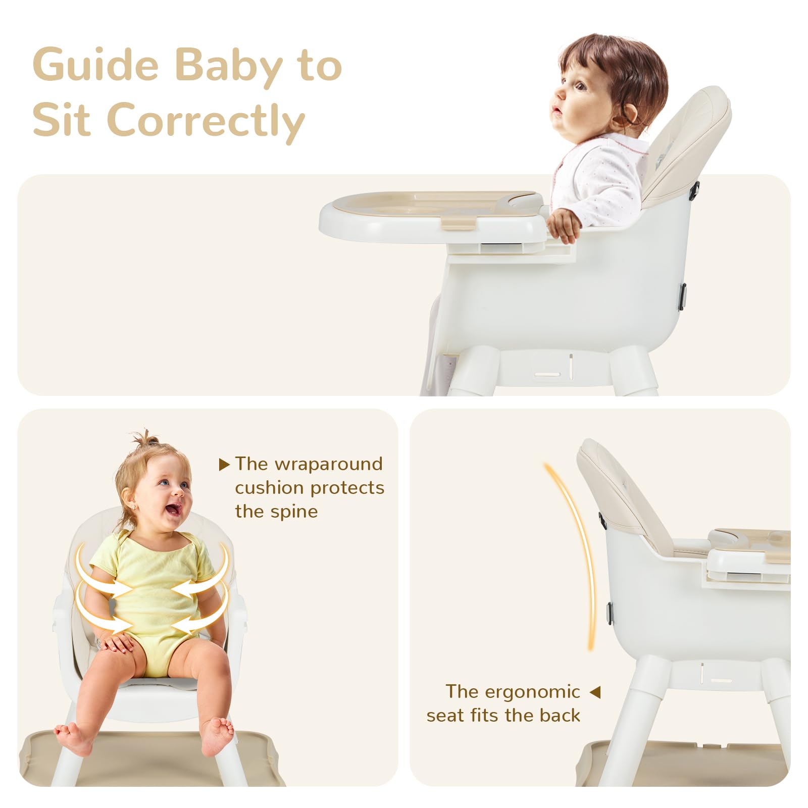 High Chair Cushion, High Chair Pad/seat Cushion/Baby High Chair  Cushion,Soft and Comfortable,Light and Breathable,Make The Baby More  Comfortable (Gray