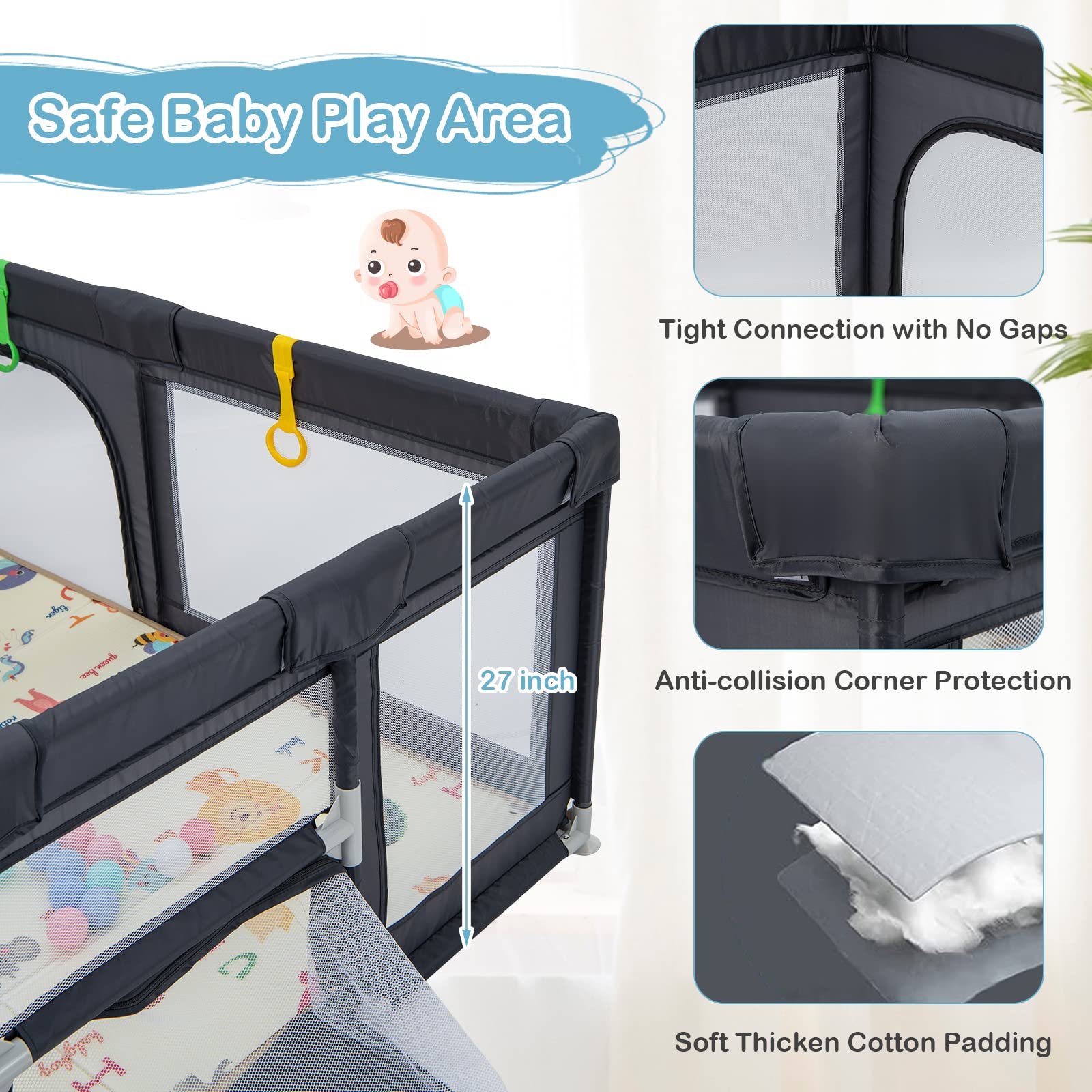 Paradise Baby Playpen - Large Play Yard Baby Safety Fence – TheToddly