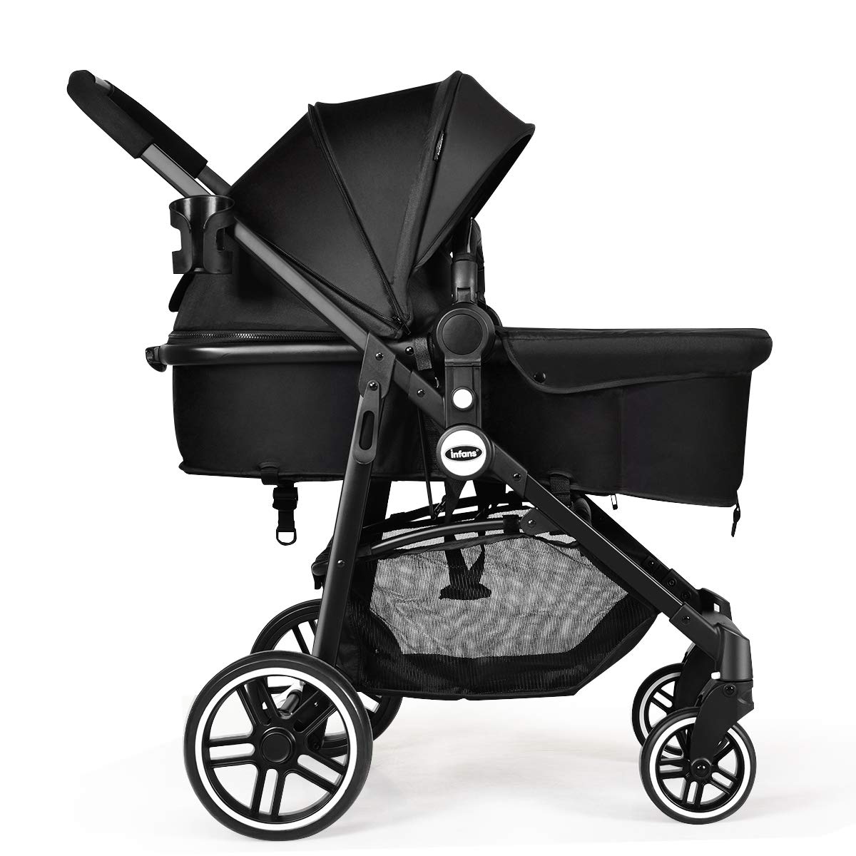 Costway 2-in-1 Foldable Baby Stroller | Adjustable Seats & Canopy |  Non-Toxic Oxford Cover | Black