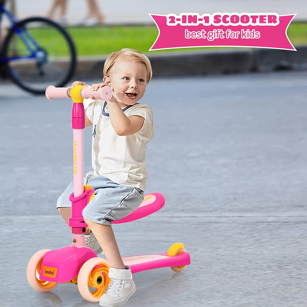 3 Wheel Scooter for Kids with Removable Seat for Girls Boys Ages 3-8 INFANS