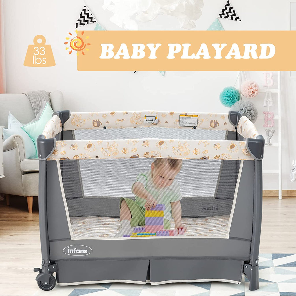 4-in-1 Portable Nursery Center for Baby Kid Infant Comfortable Playard with Bassinet INFANS