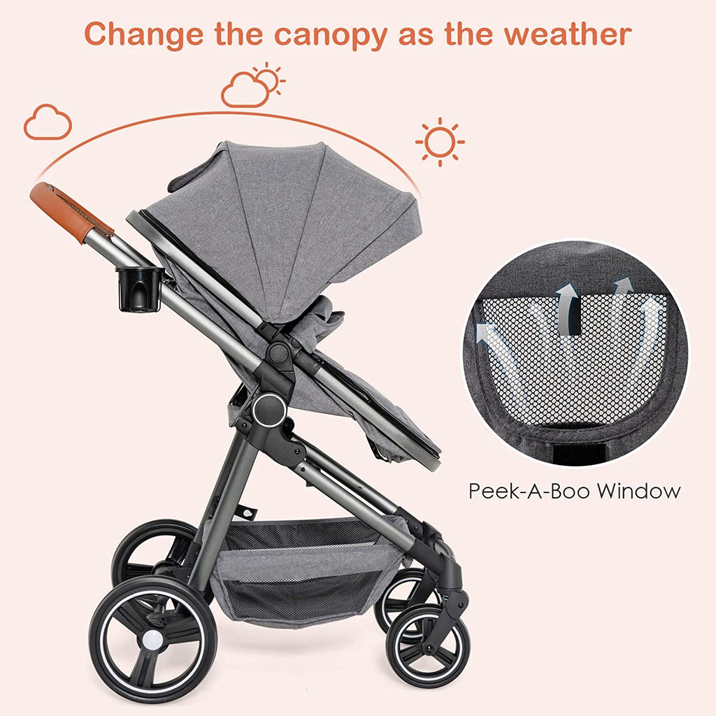 2-in-1 High Landscape Convertible Baby Stroller INFANS