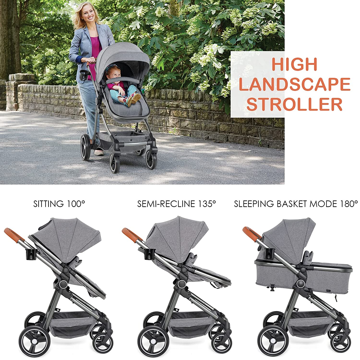 Multifunctional Luxury Baby Stroller two-way trolley folding bi-directional  high landscape stroller