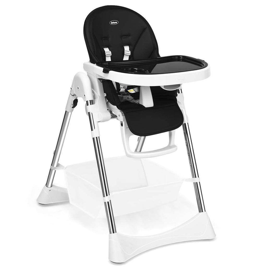 3 in 1 Foldable Baby High Chair with Detachable Double Trays & Removable PU Cushion INFANS