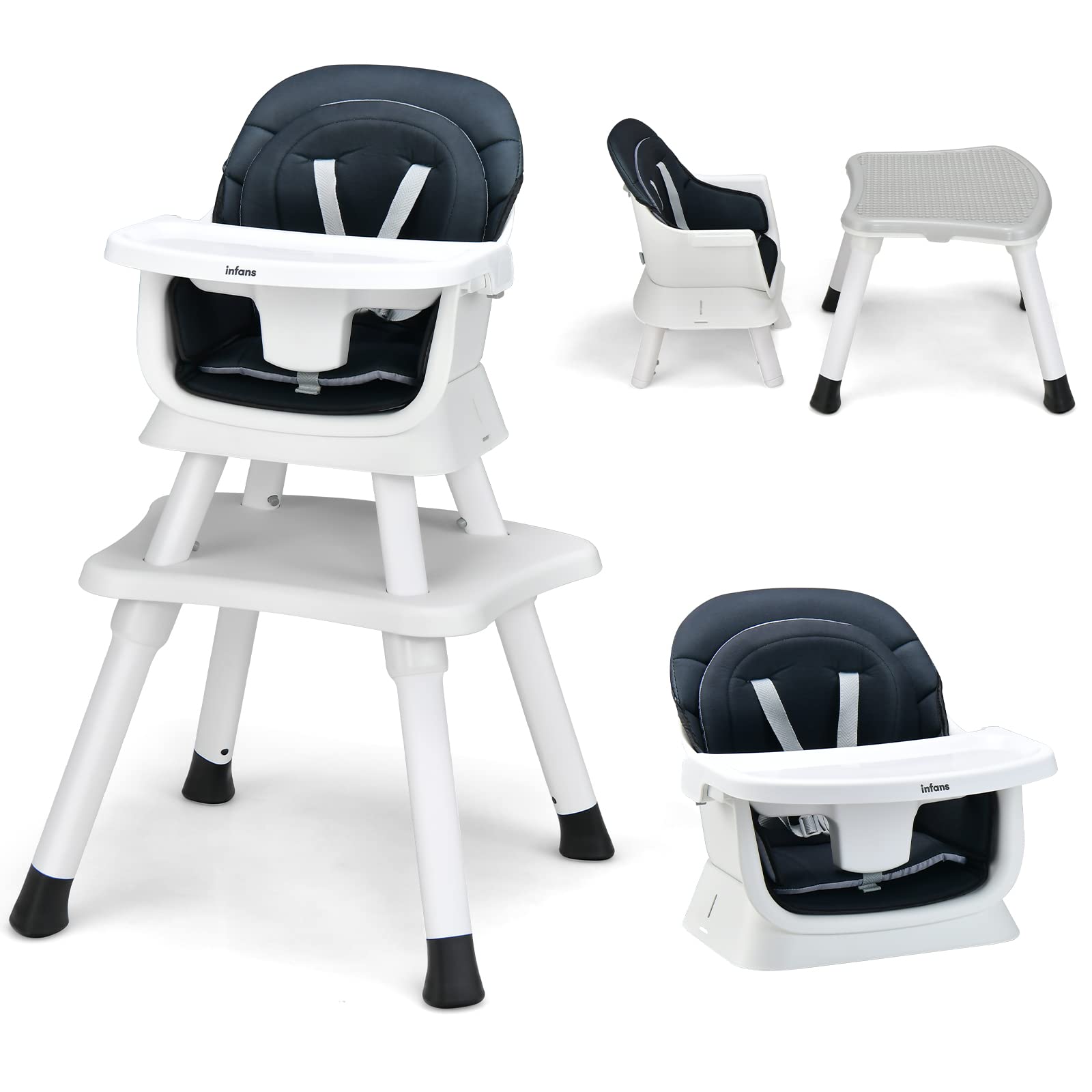 3-in-1 Cute Folding Baby High Chair Space Saving Highchair with