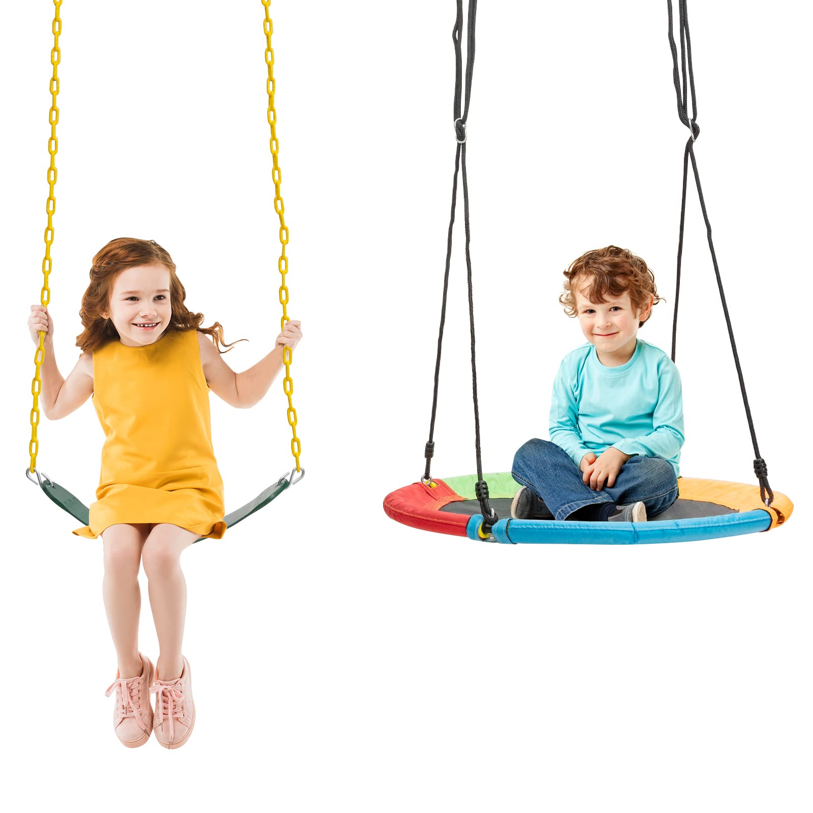 Goplus 40 Flying Saucer Tree Swing Indoor Outdoor Play Set Swing for Kids  colorful