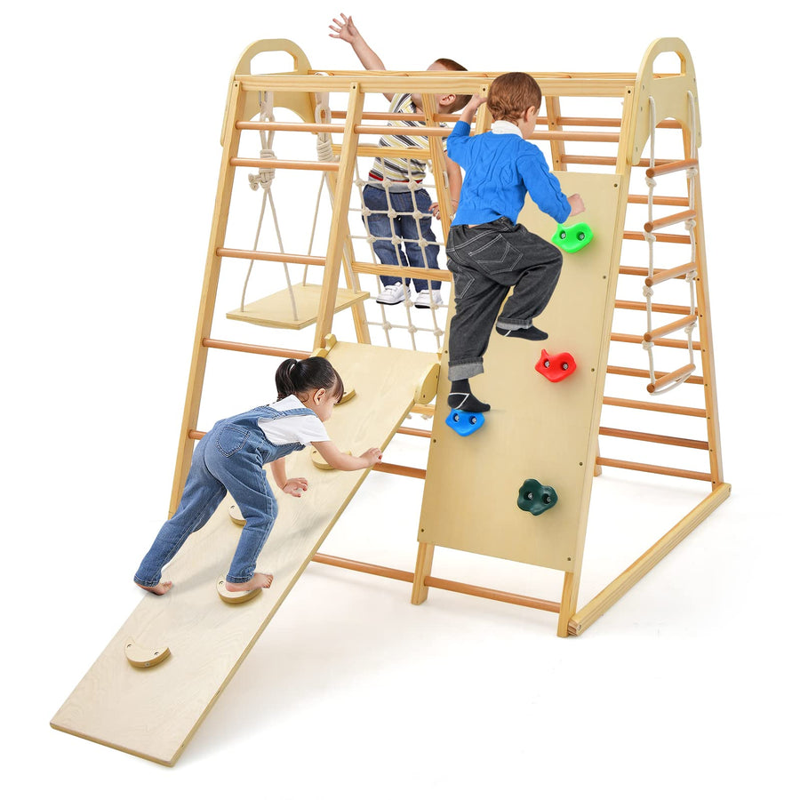 INFANS 8 in 1 Climbing Toys for Toddlers, Kids Wood Montessori Climber Playset, Indoor Playground Jungle Gym $244.40