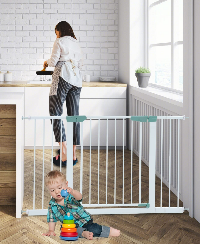 INFANS Baby Gate 27.5’’-47’’, Auto Close Safety Banister for Kids and Pets, Easy Step Extra Wide Tall Child Dog Gates INFANS