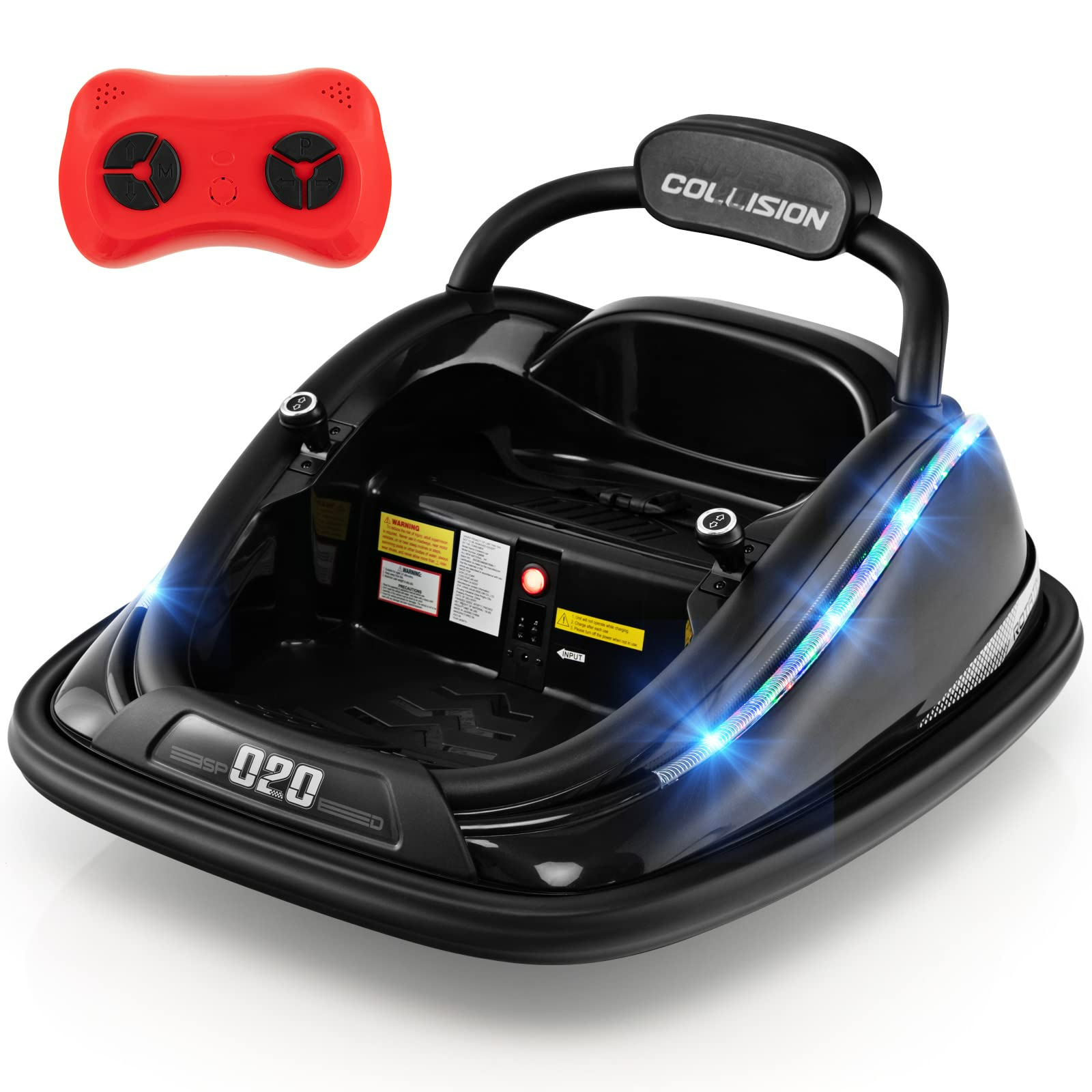 INFANS Bumper Car for Toddlers, 12V Kids Electric Ride on Toy, Battery
