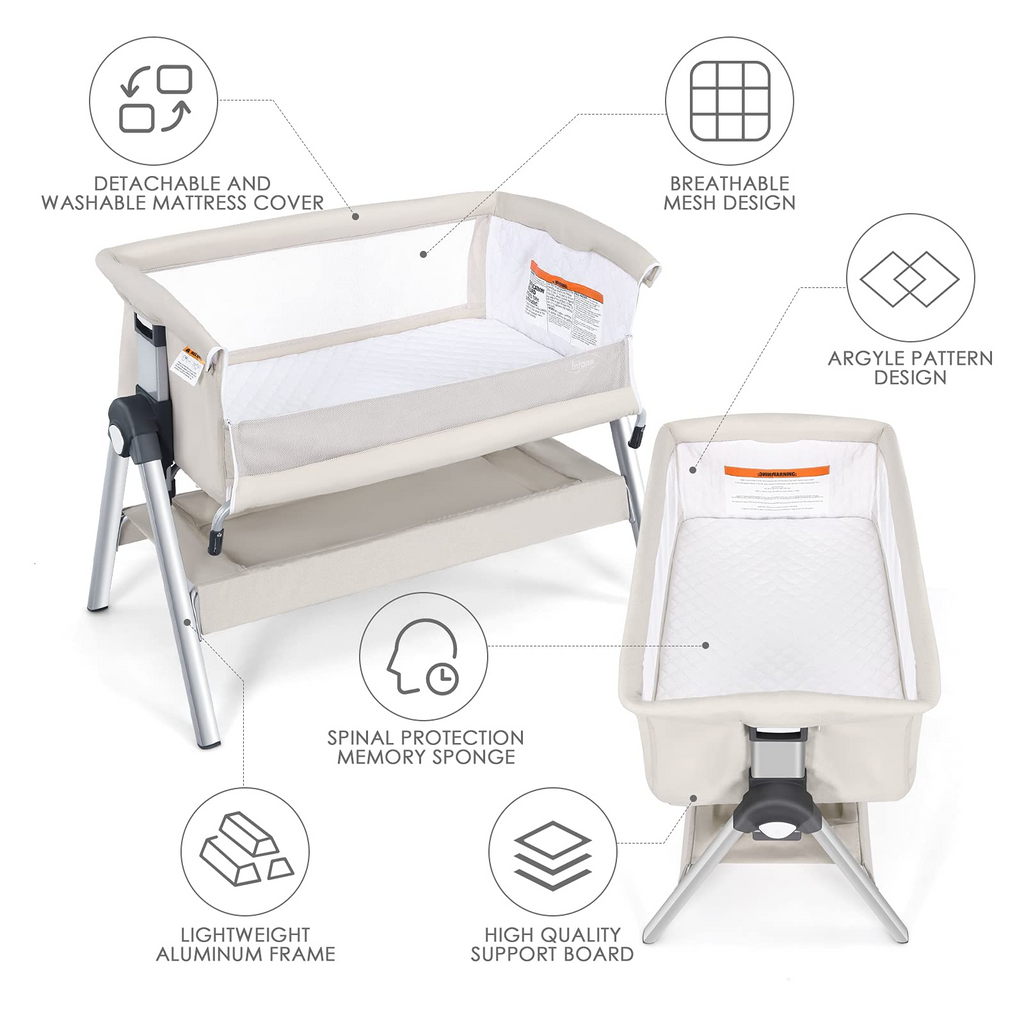 Baby Bassinet Bedside Sleeper with Spine Protecting Support INFANS
