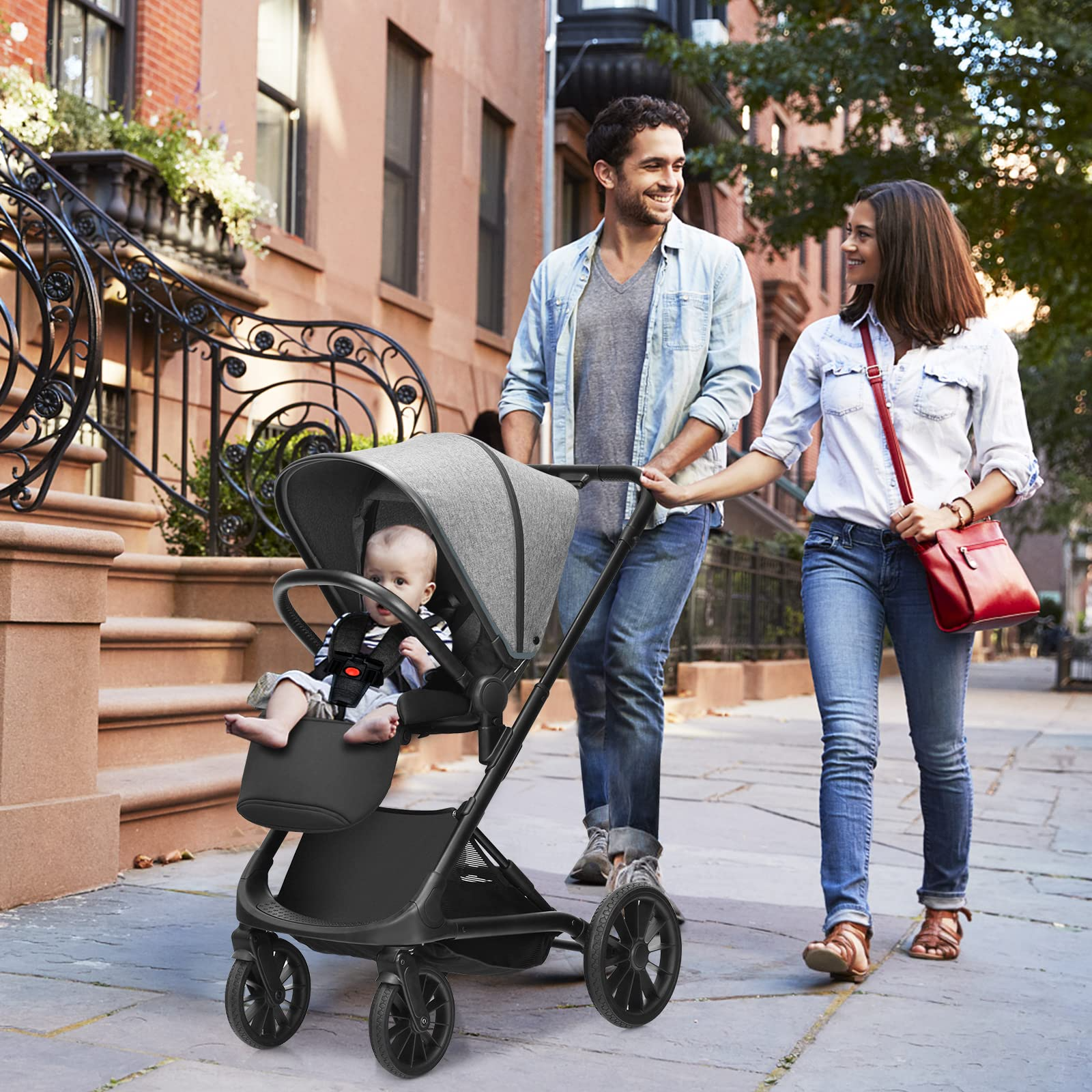 INFANS Lightweight Baby Stroller, Compact Stroller with One-Hand