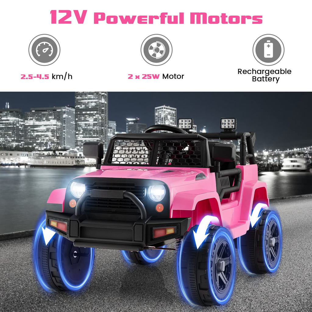 12V Electric Vehicle Car with Remote Control, Toddlers Battery Powered Toy with 2 Speeds, Spring Suspension INFANS