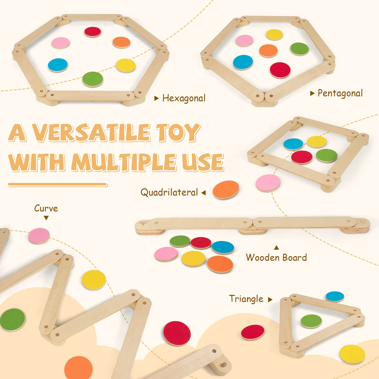 Wooden Stepping Stones, Montessori Toy, Wooden Toys for Kids
