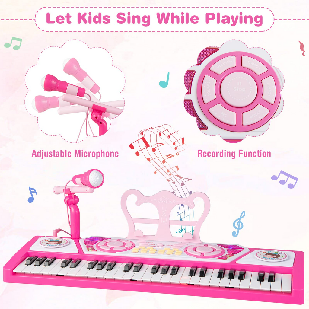INFANS 49 Keys Kids Piano Keyboard with Microphone, Portable Electronic Musical Instrument Toy INFANS