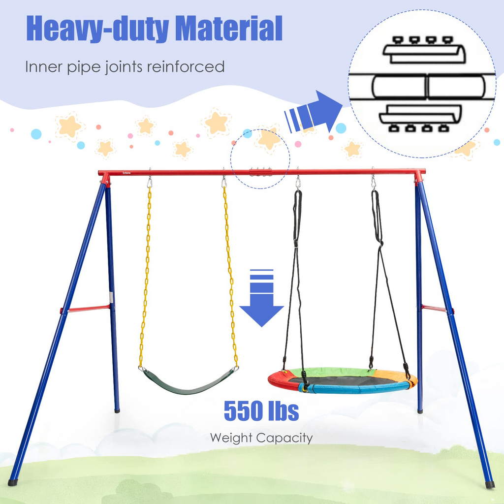 Extra Large A-Frame Swing Stand for Kids and Adult Indoor Outdoor Activity Backyard Playground INFANS
