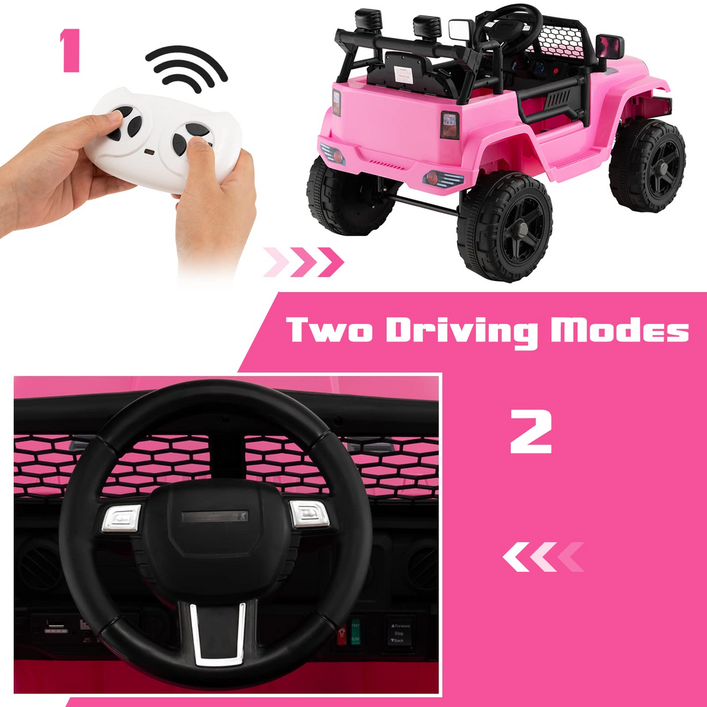 12V Electric Vehicle Car with Remote Control, Toddlers Battery Powered Toy with 2 Speeds, Spring Suspension INFANS