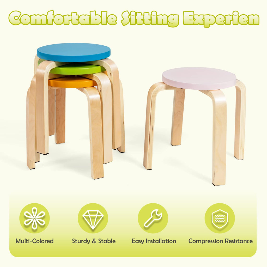 5-Piece Activity Table with 4 Stool for Toddler Drawing Reading INFANS