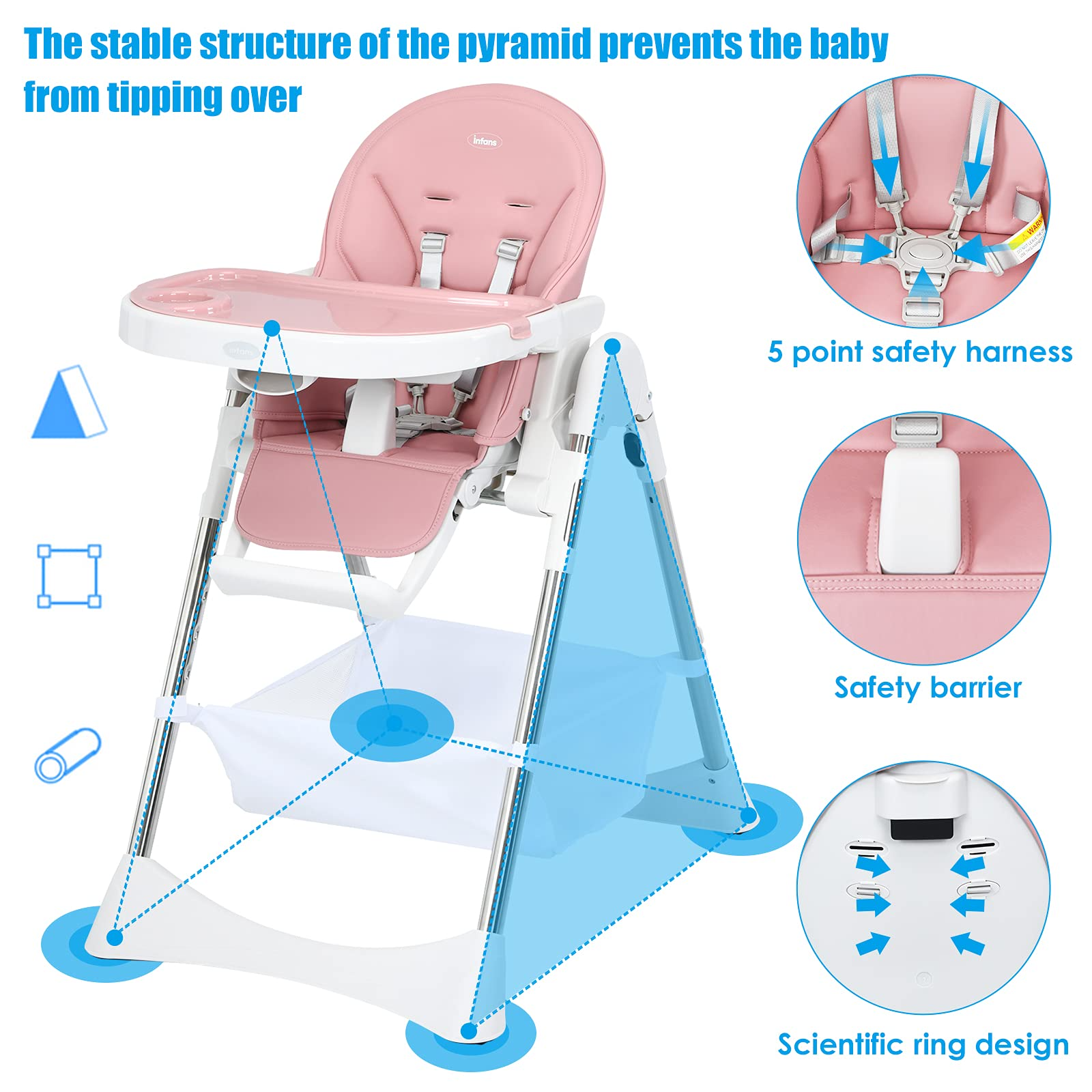 Baby high chair | Easy installation | Safe structure | Bellababy