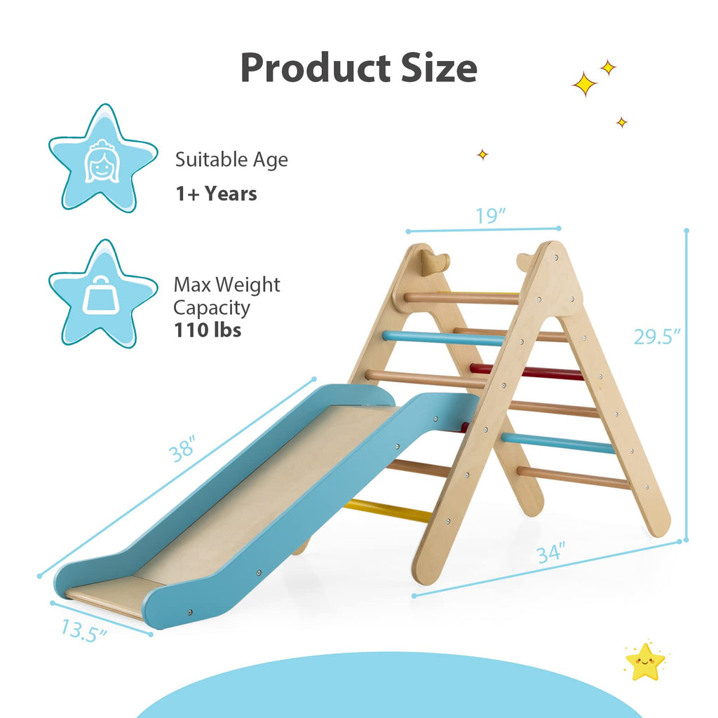 2 in 1 Montessori Kids Wood Climbing Toy with Ramp, Ladder, Slide for Gym INFANS