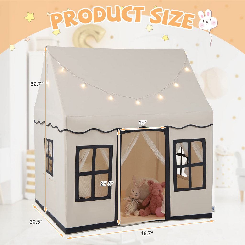 INFANS Kids Play Tent with Washable Mat Star Light Windows, Large Playhouse Toys for Children Boys Girls INFANS