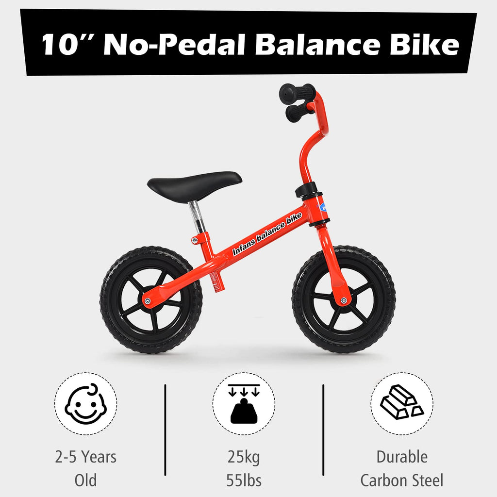 Balance Bike Training Bicycle with 10" Airless Eva Tires INFANS