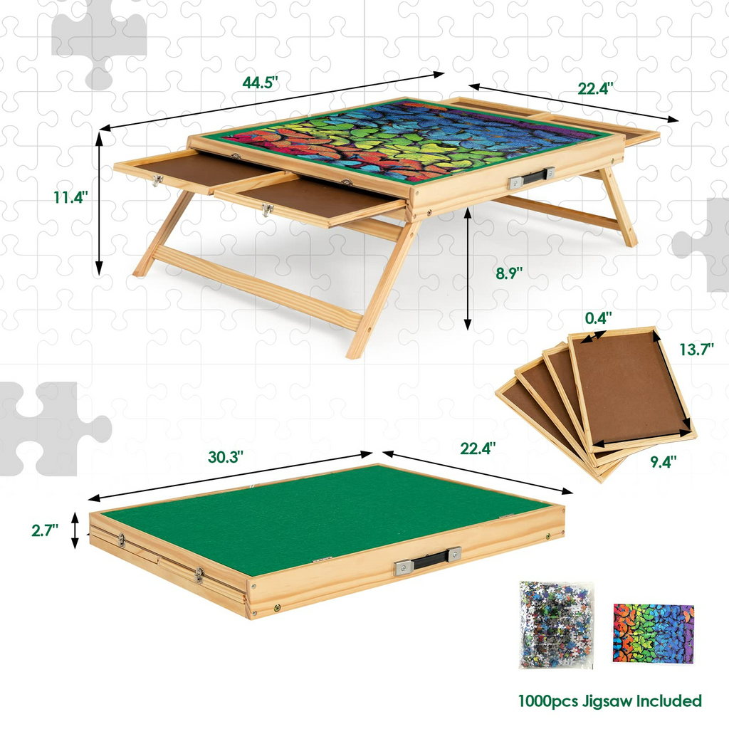 INFANS 1000PCS Jigsaw Puzzle Table with Foldable Leg and 1000 PCS Puzzle INFANS
