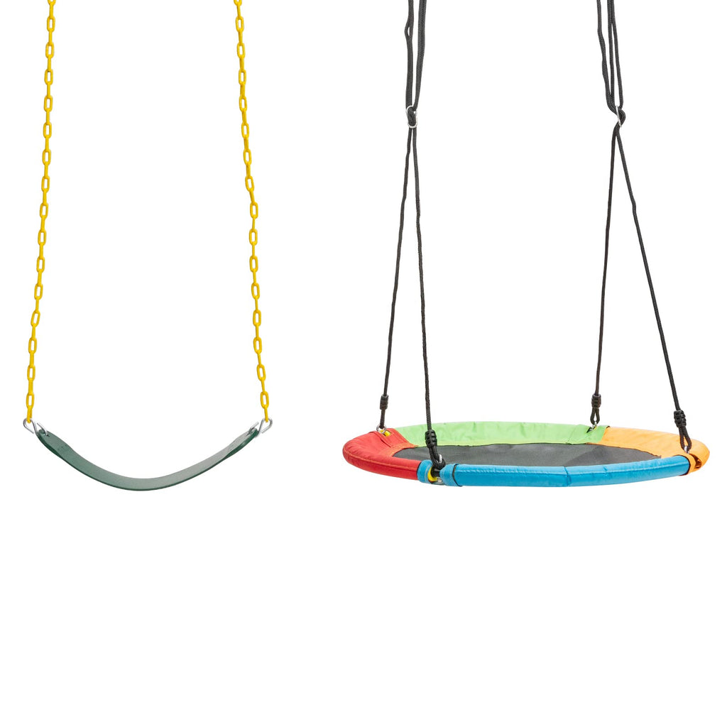 Kids Toddler Toy Adjustable Saucer Swing and Heavy Duty Belt Swing Seat for Indoor Outdoor Activity INFANS
