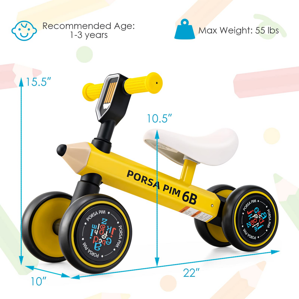 INFANS Baby Balance Bike, Toddler Ride On Bicycle for 1 Year Old, Kids No Pedal Sliding Toy with Silent Wheels INFANS