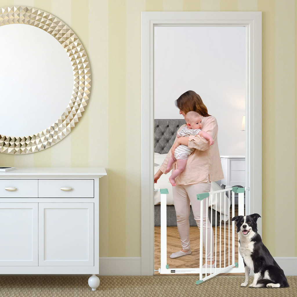 INFANS Baby Gate 27.5’’-47’’, Auto Close Safety Banister for Kids and Pets, Easy Step Extra Wide Tall Child Dog Gates INFANS
