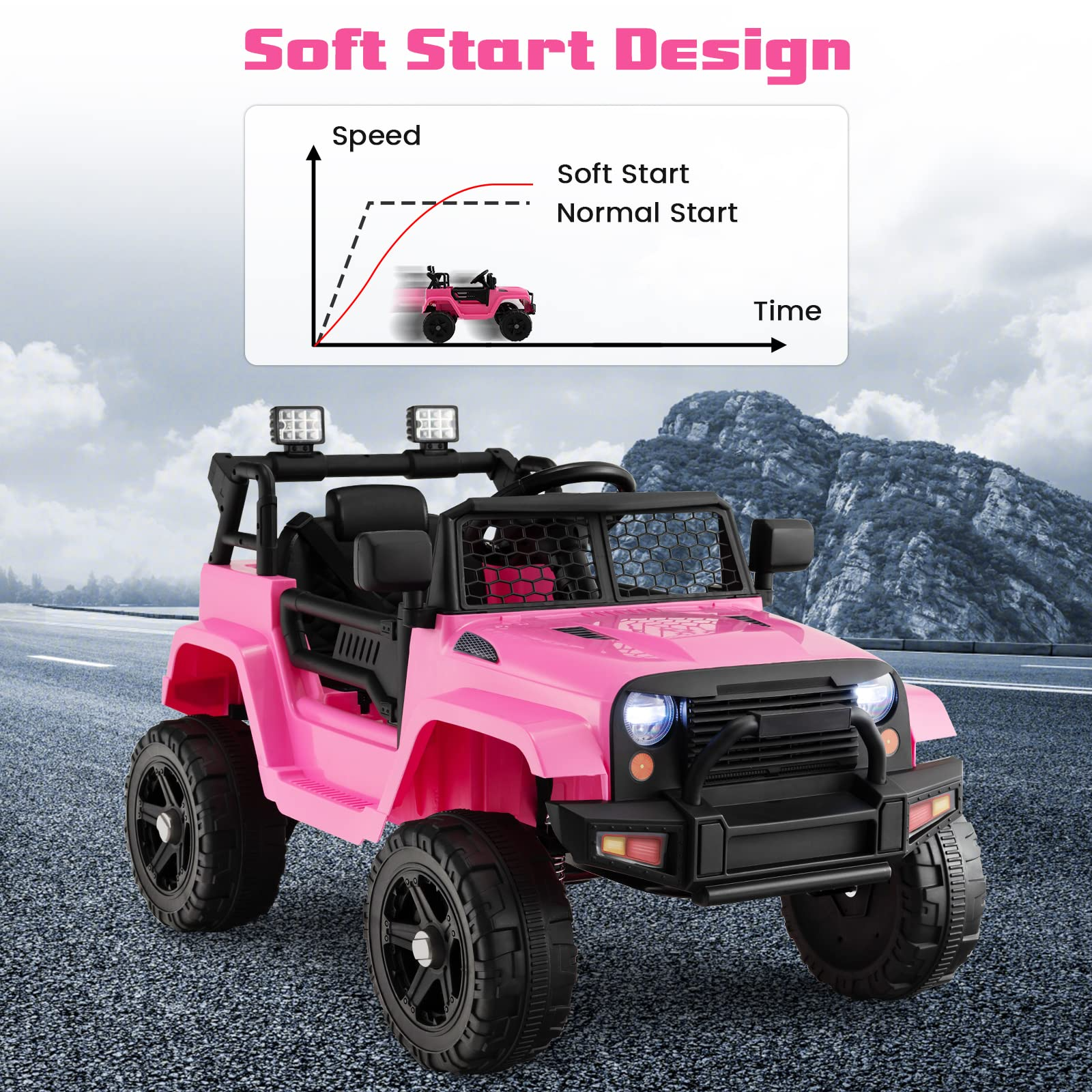 INFANS Kids Ride on Truck 12V Electric Vehicle Jeep Car with Remote C